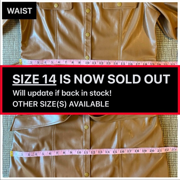 Alice + Olivia Miranda Vegan Leather Tie Waist Brown Mini Dress - Picture 11 of 16